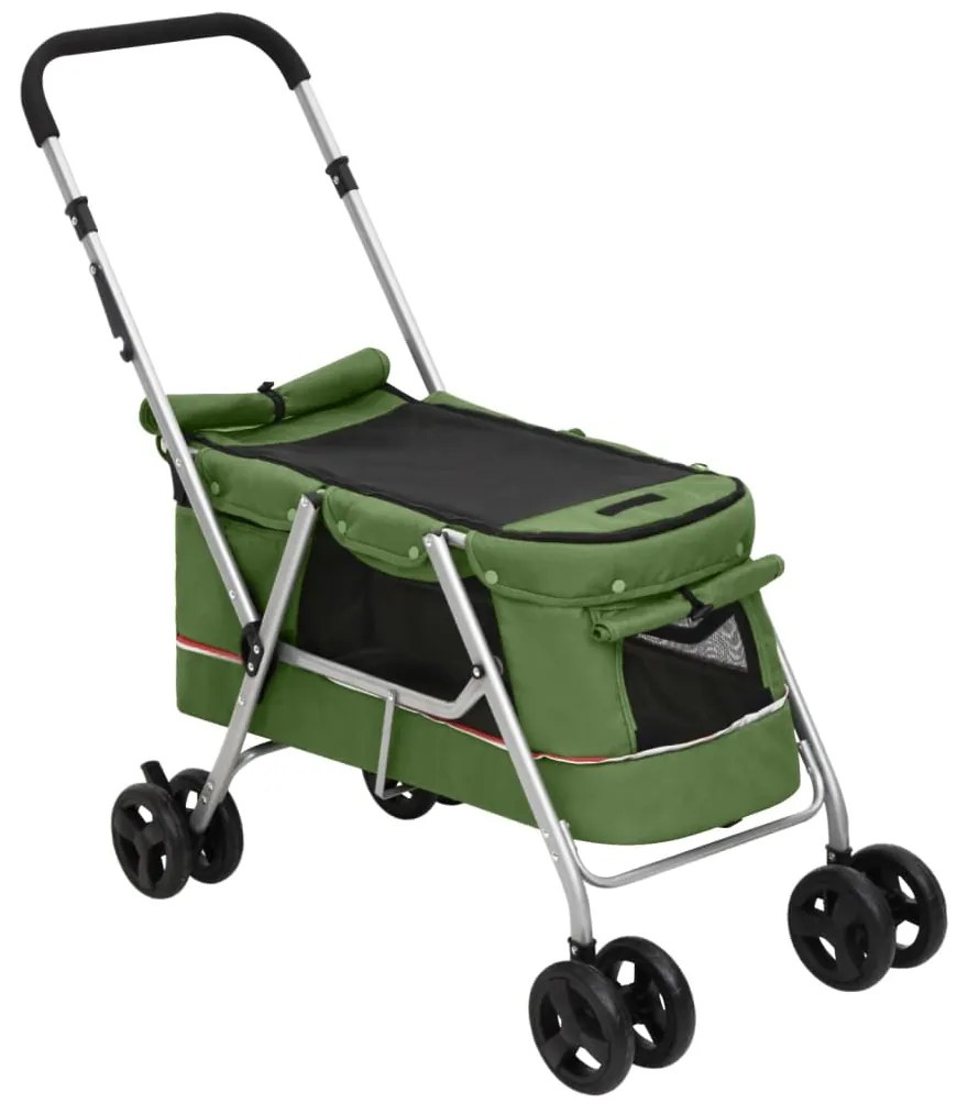 Carrinho dobrável para cães 100x49x96 cm tecido linho verde