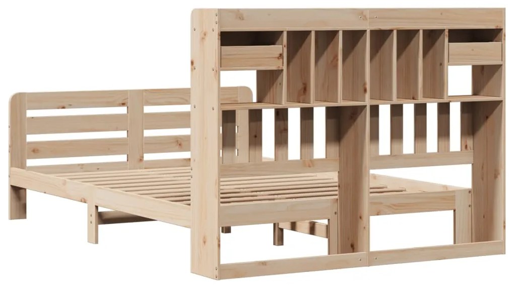 Cama com estante sem colchão 140x190 cm pinho maciço