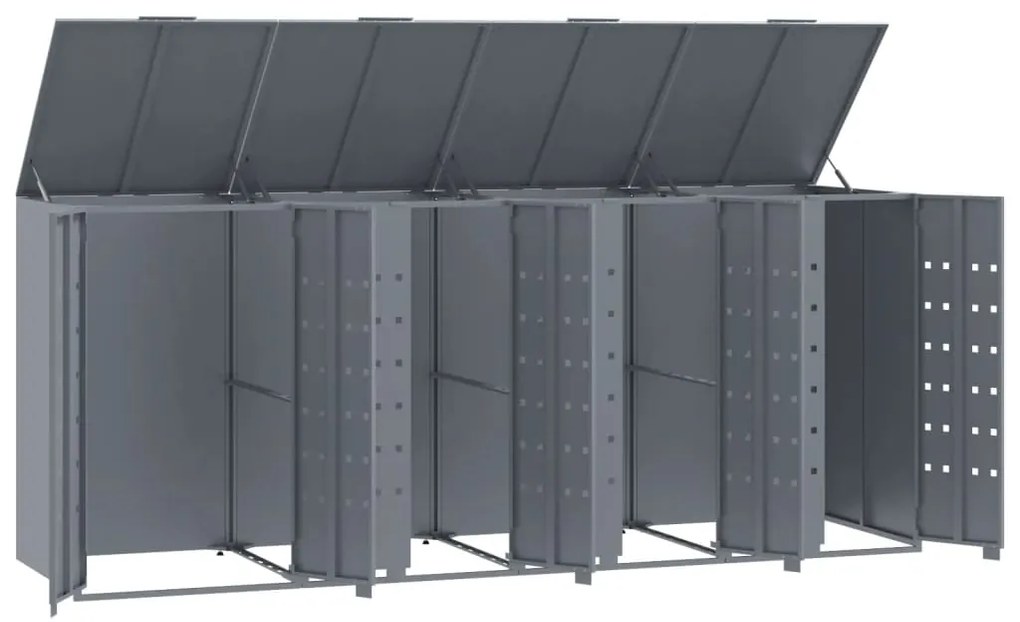 Abrigo para 4 caixotes do lixo 276x79x117 cm aço cinzento
