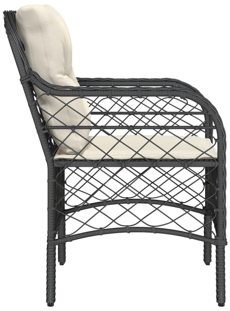 Cadeiras de jardim com almofadões 2 pcs vime PE preto