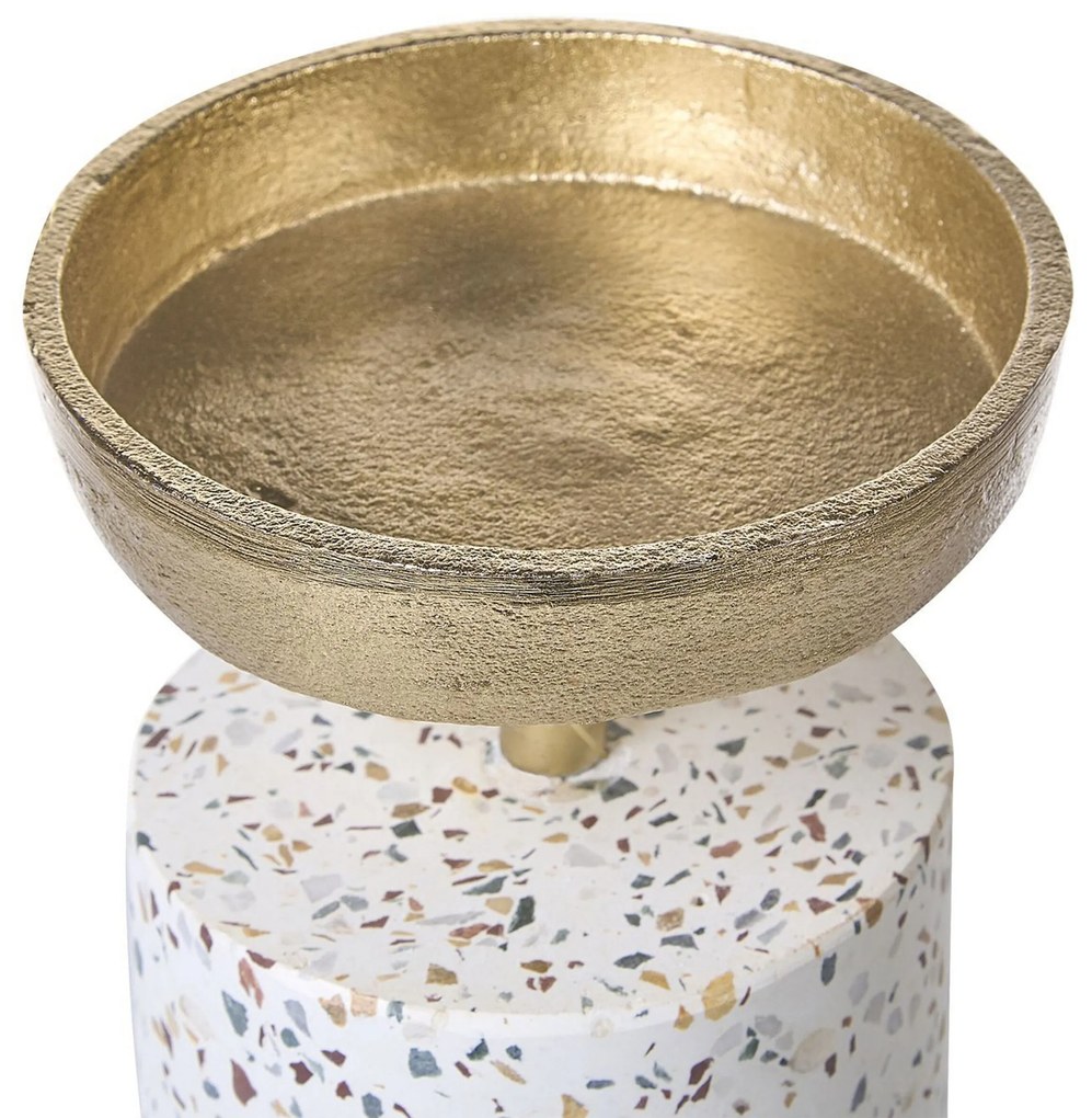 Conjunto de 2 castiçais em terrazzo multicolor e metal dourado KAENGAN Beliani