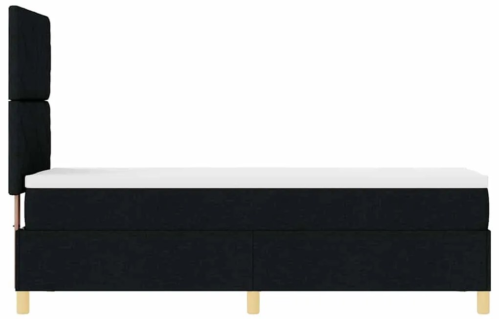 Cama Box Spring com Colchão Preta 80x200 cm Tecido