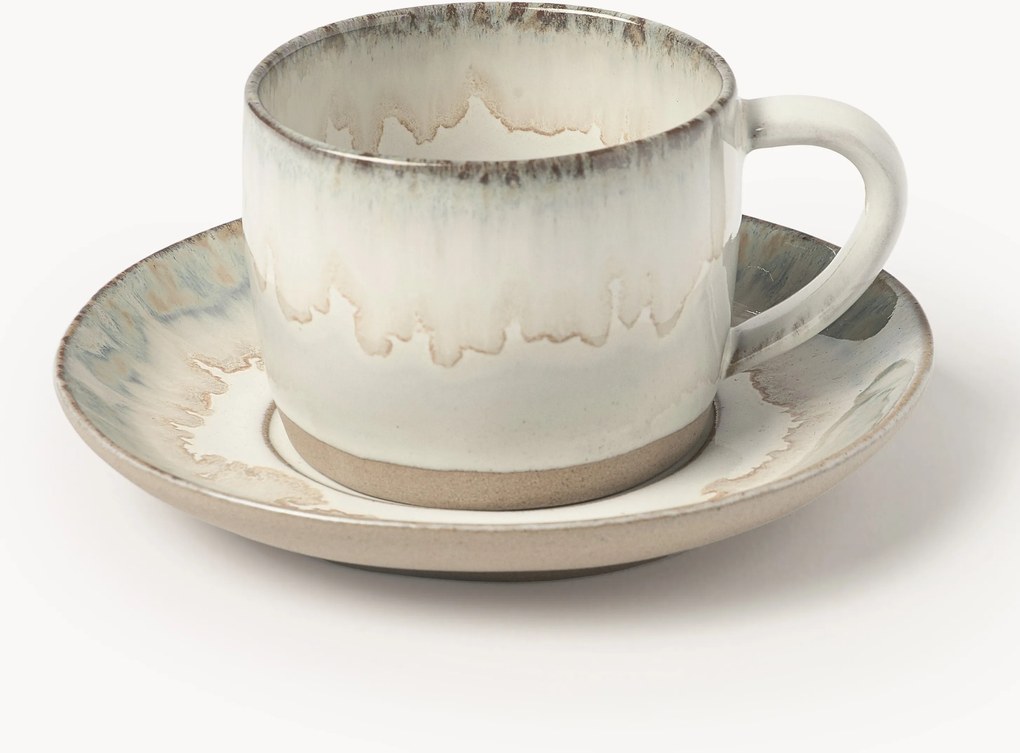 Chávenas de café artesanais com pires Myrtille, conjunto de 4