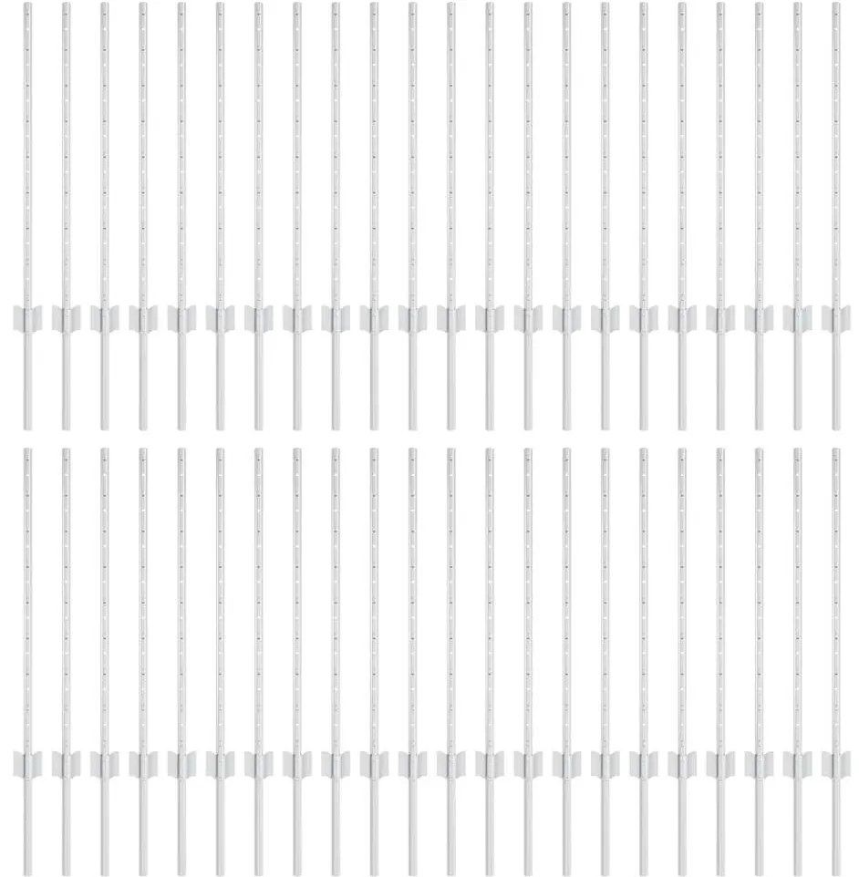 Postes de Cerca Verdes 44 pcs Prateado Aço galvanizado