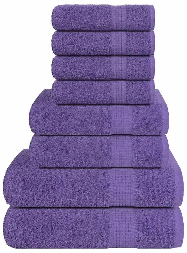 vidaXL 8pcs Conjunto toalhas banho 360 gsm 100% algodão roxo