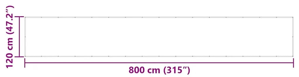Tela de varanda 120x800 cm 100% poliéster oxford vermelho