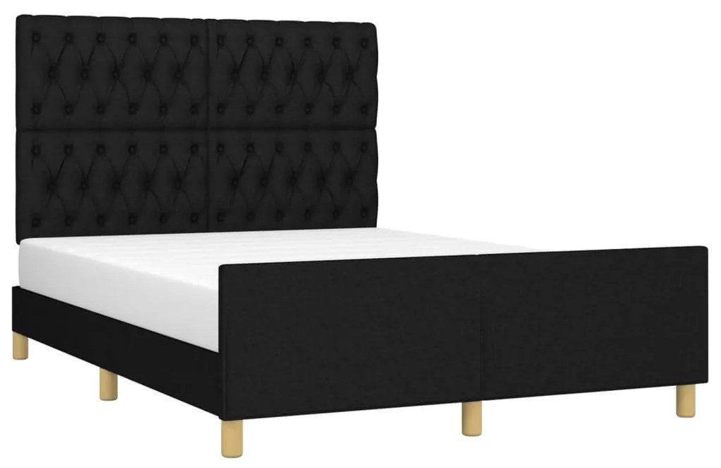 Estrutura de cama sem colchão 140x190 cm tecido preto