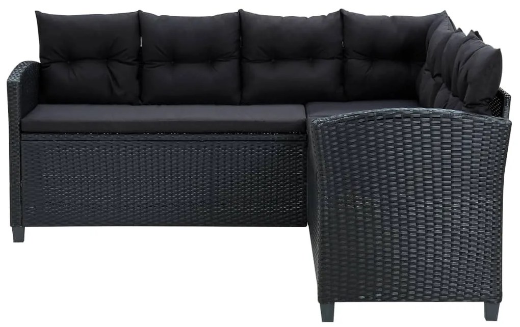 6 pcs conjunto lounge de jardim c/ almofadões vime PE preto
