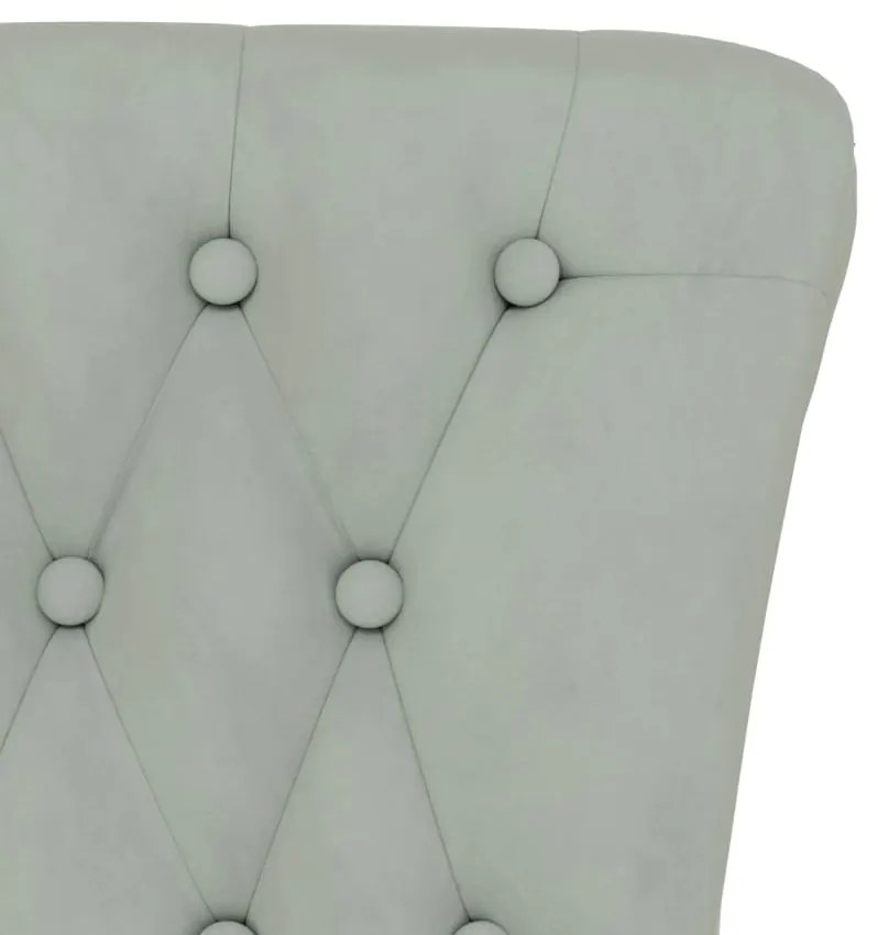 Cadeirão c/ encosto alto veludo cinzento-claro design de botões