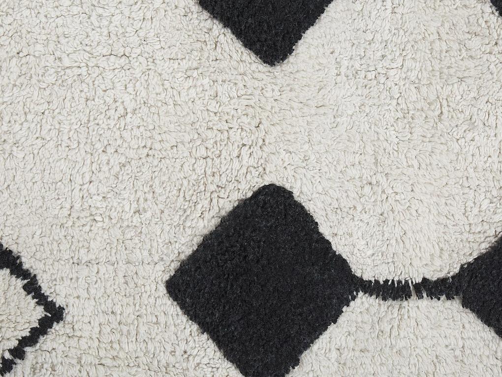 Tapete em algodão preto e branco 80 x 150 cm KHEMISSET Beliani
