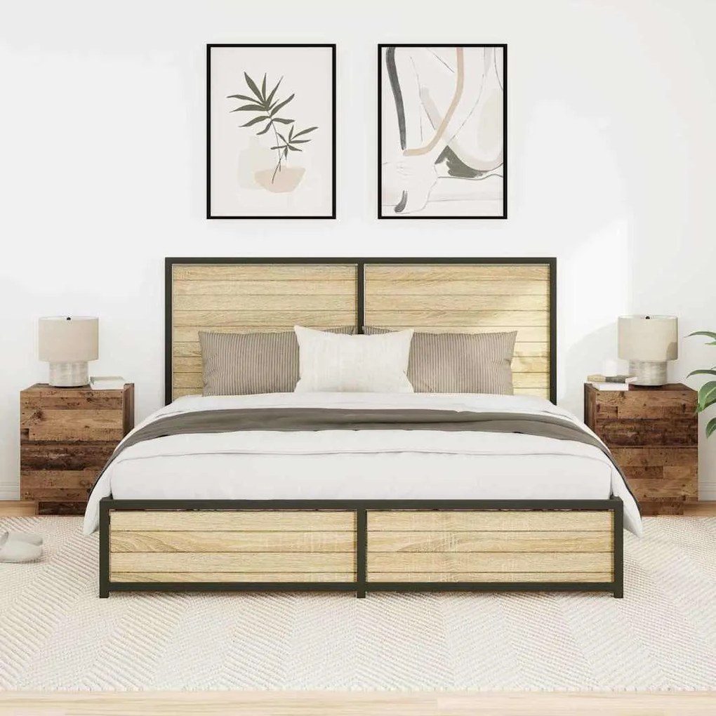 Cômodas vidaXL com Luzes LED 2 pcs Madeira Antiga 45x40x55 cm