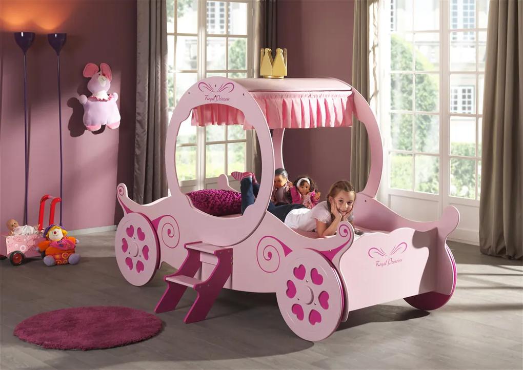 Cama de Criança Carruagem de Princesas ROYAL PRINCESS KATE Rosa
