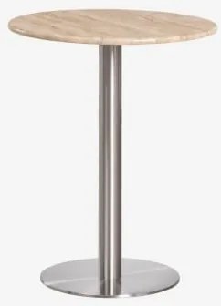 Mesa De Bar Redonda Em Pedra Natural Xiren Ø60 Cm & Travertino & Cinzento Escovado - Sklum