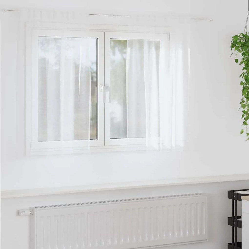 Cortinas com cortinas 2 pcs Branco 140 x 140 cm Poliéster