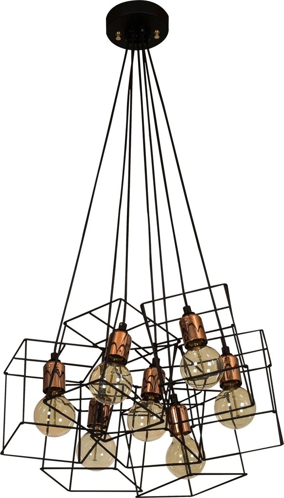 Chandelier Fellini – Preto e Cobre – 40 x 60 cm