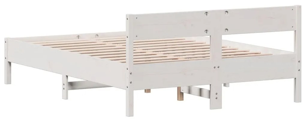 Cama sem colchão 140x190 cm madeira de pinho maciça branco