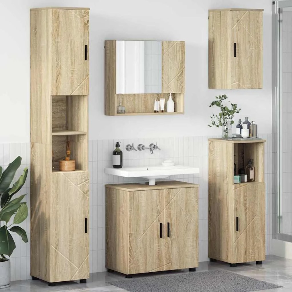 vidaXL Conjunto de Móveis para Banheiro 5 pcs Carvalho sonoma