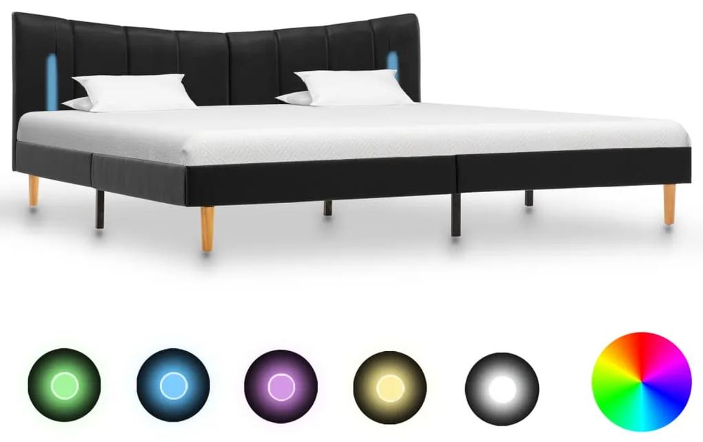 288540 vidaXL Estrutura de cama com LED 160x200 cm couro artificial preto