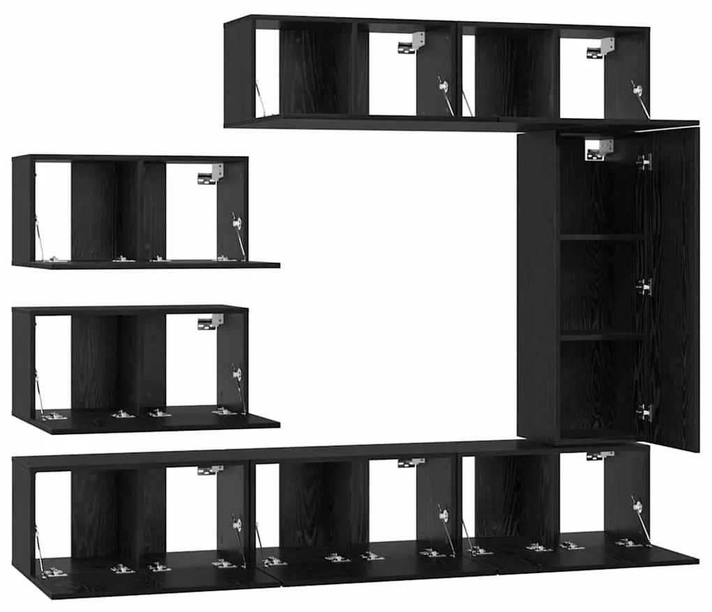 Conjunto de móvel de TV 8 pcs Carvalho preto 30.5 x 30 x 90 cm