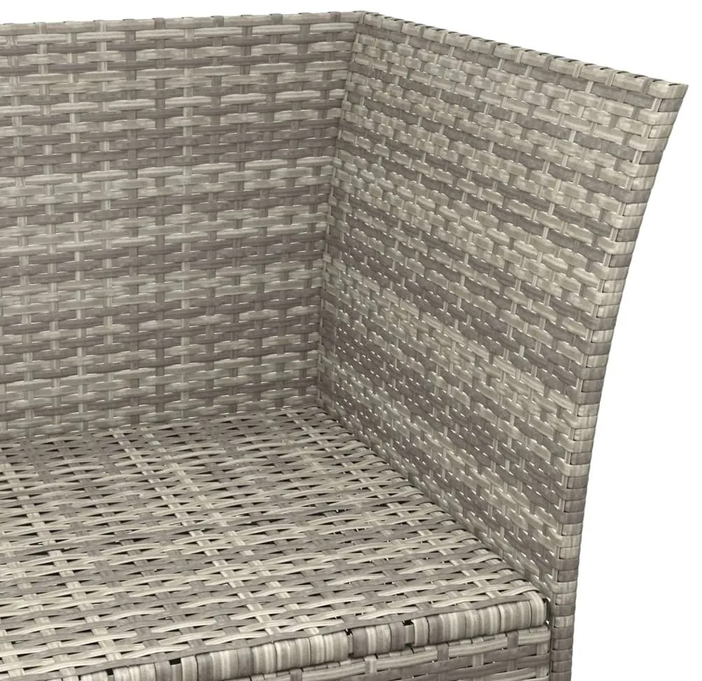 3 pcs conjunto lounge de jardim c/ almofadões vime PE cinzento