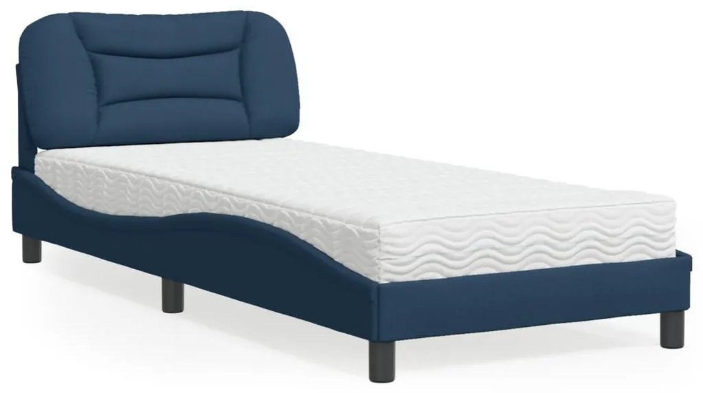 Cama com colchão 90x200 cm tecido azul