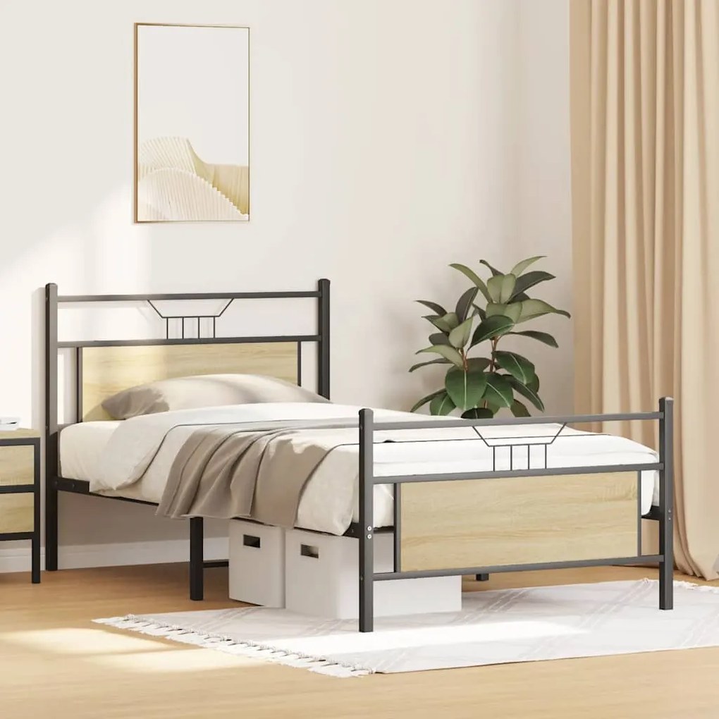 Estrutura cama s/ colchão derivados de madeira carvalho sonoma