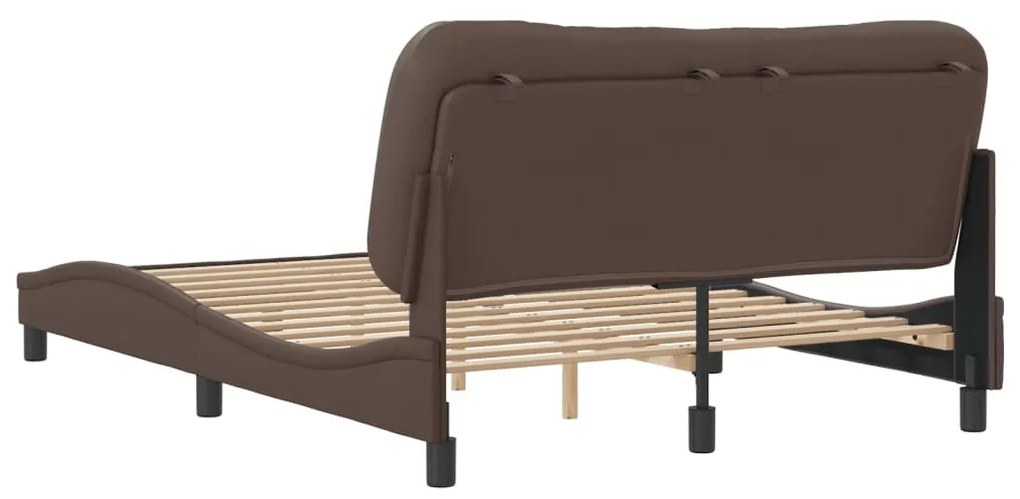 Estrutura cama c/ cabeceira 140x200cm couro artificial castanho