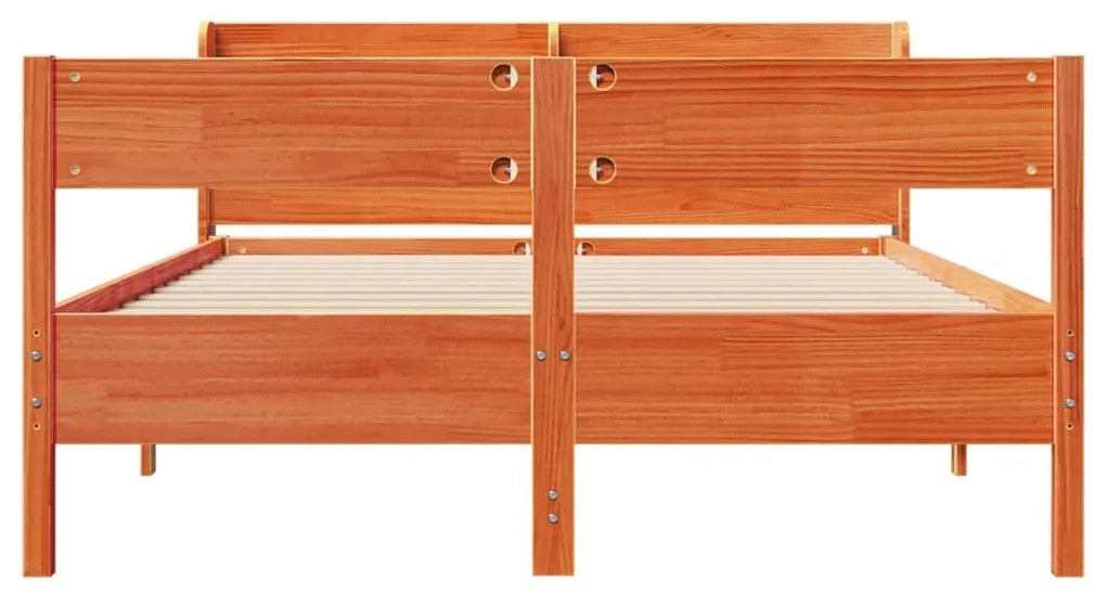 Cama sem colchão 140x190 cm pinho maciço castanho-mel