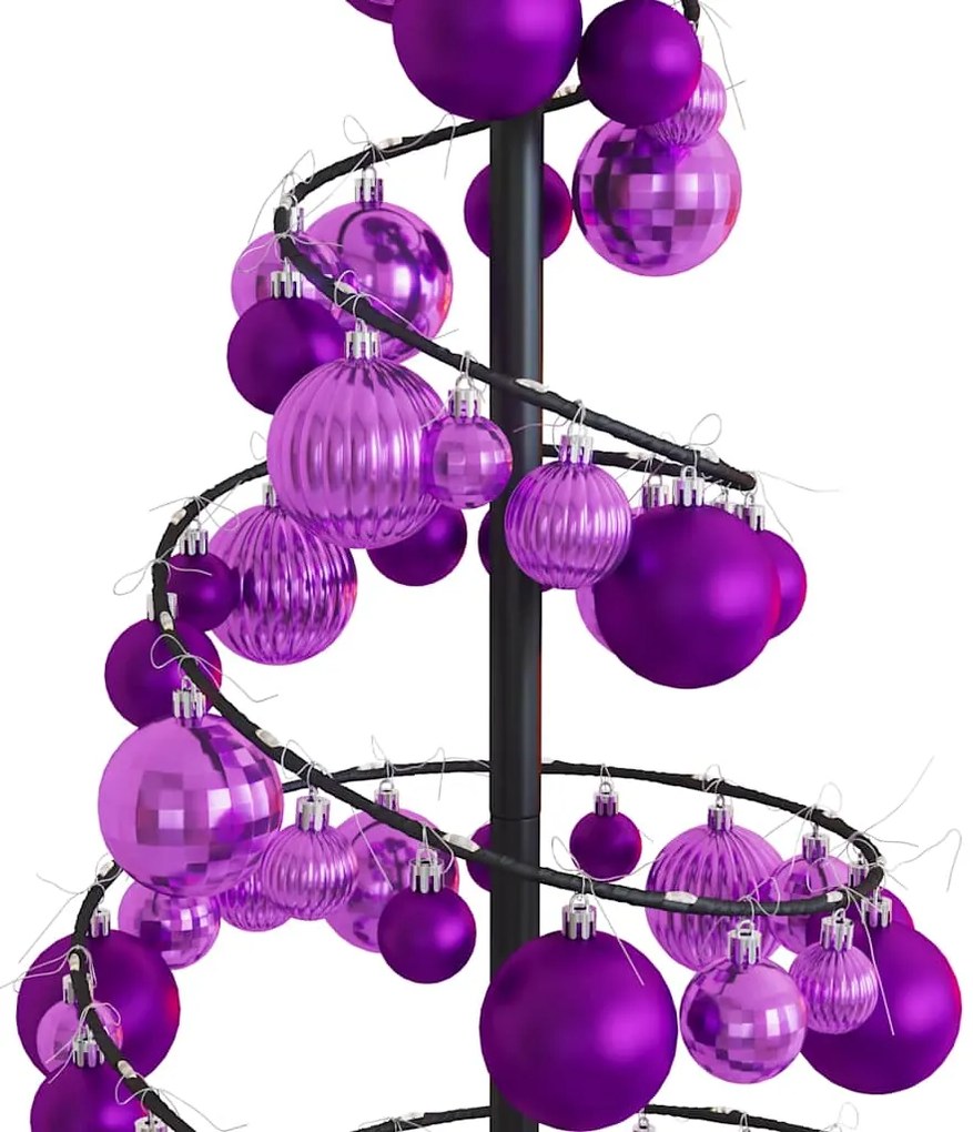Árvore de Natal LED com Baubles 80 LEDs Branco Quente 120 cm