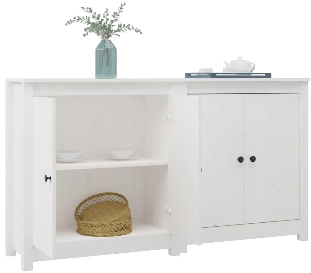 Aparadores 2 pcs 70x35x80 cm madeira de pinho maciça branco