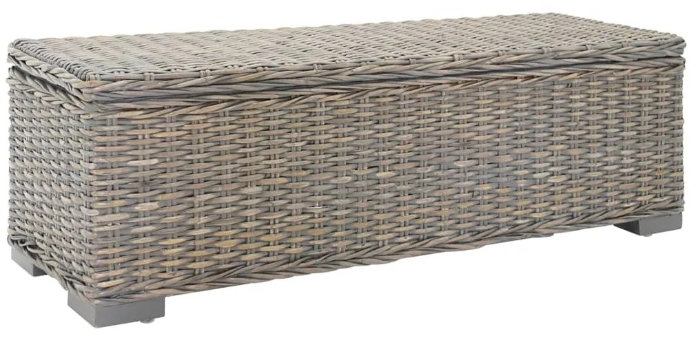 vidaXL Caixa arrumação 110 cm vime kubu natural/mogno maciça cinza