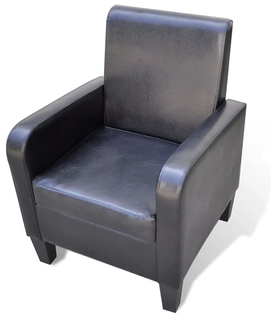 Poltrona em couro artificial preto