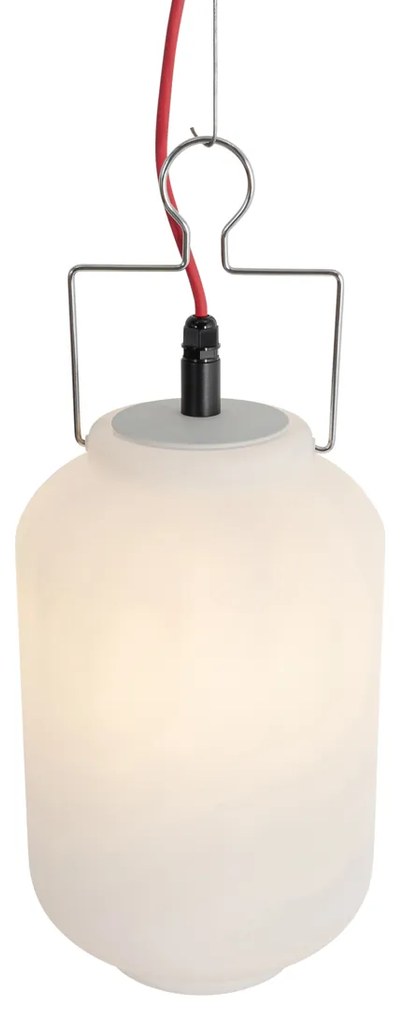 Candeeiro de suspensão exterior branco 20 cm com ficha vermelha IP44 - Pion Moderno