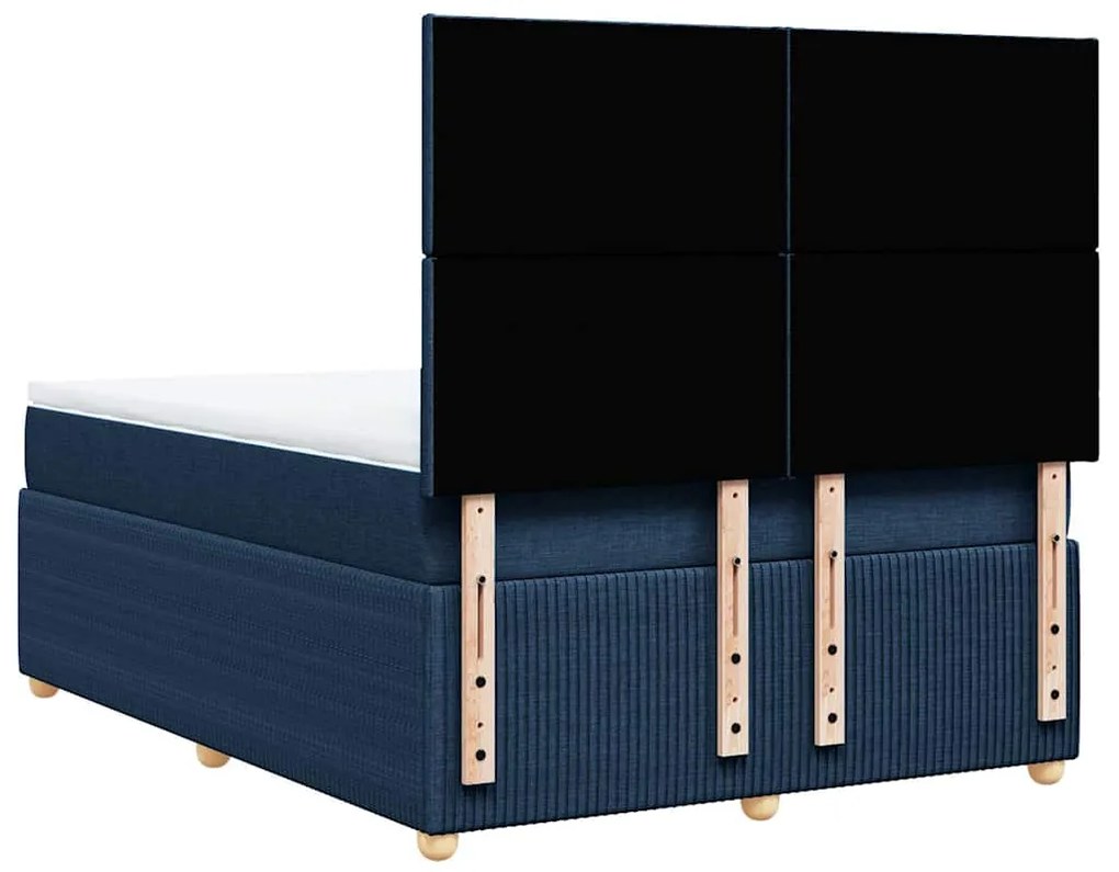 Cama com molas/colchão 140x200 cm tecido azul