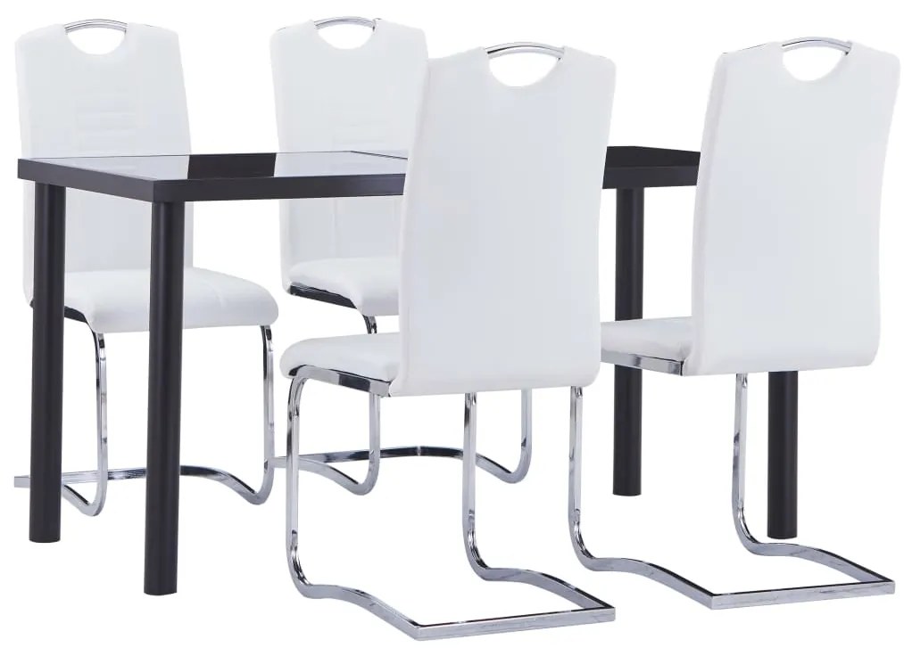 5 pcs conjunto de jantar couro artificial branco