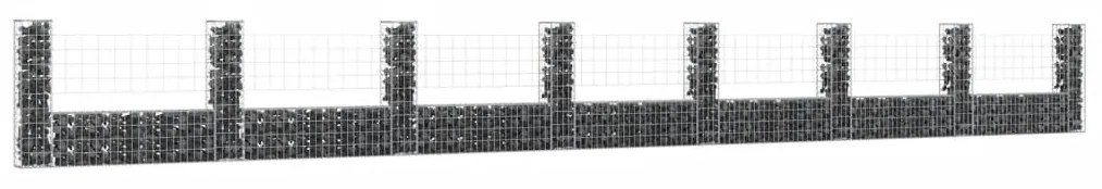Cesto gabião em forma de U c/ 8 postes 860x20x100 cm ferro