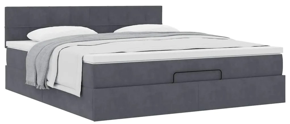 Estrutura de cama otomana com colchão 160x200cm cinzento escuro