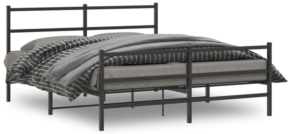 Estrutura de cama com cabeceira e pés 160x200 cm metal preto