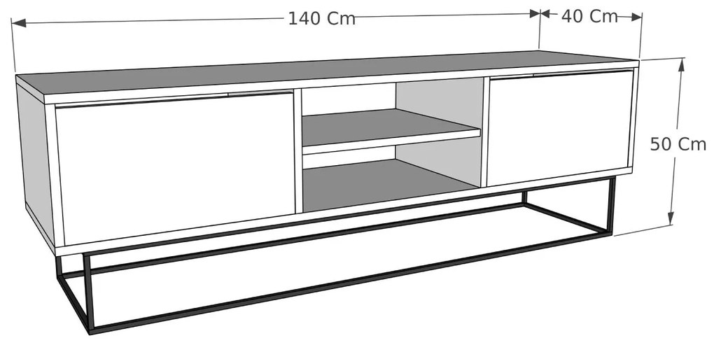 Móvel TV Escape – Castanho Escuro e Preto – 140 cm x 50 cm x 40 cm