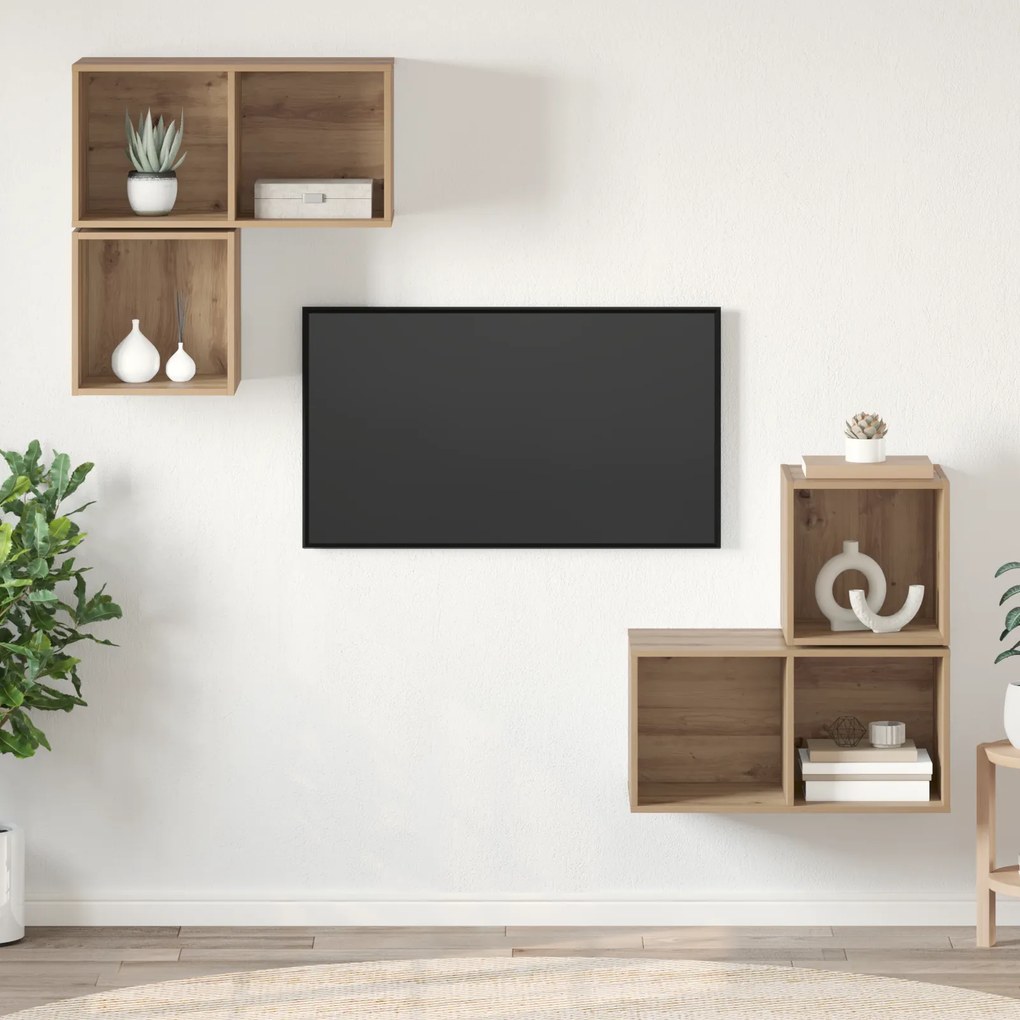vidaXL Conjunto de Estantes para TV 4 pcs carvalho artisiano