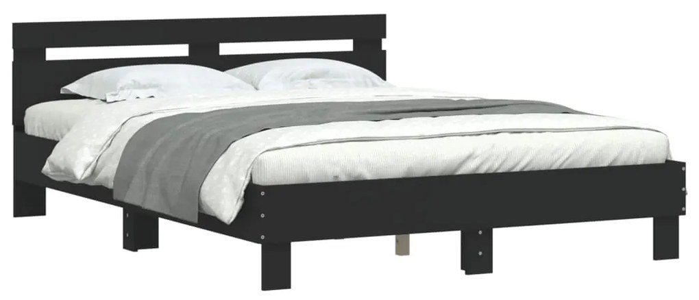 Estrutura cama c/ cabeceira 140x190 cm derivados madeira preto