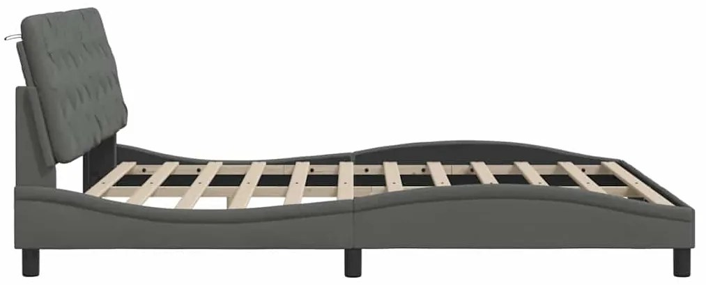 Estrutura de cama sem colchão 180x200 cm tecido cinzento-escuro
