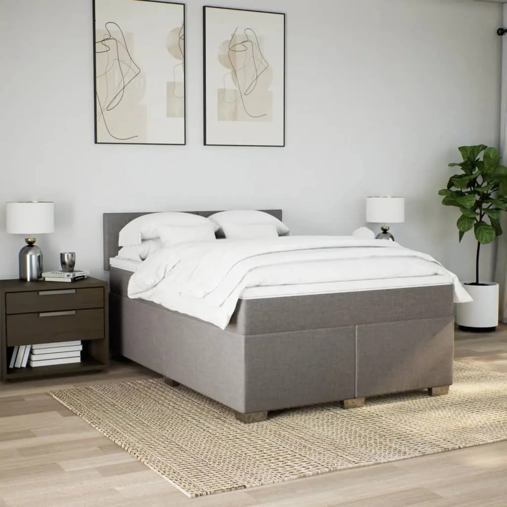 Cama com molas/colchão 140x200 cm tecido castanho-acinzentado