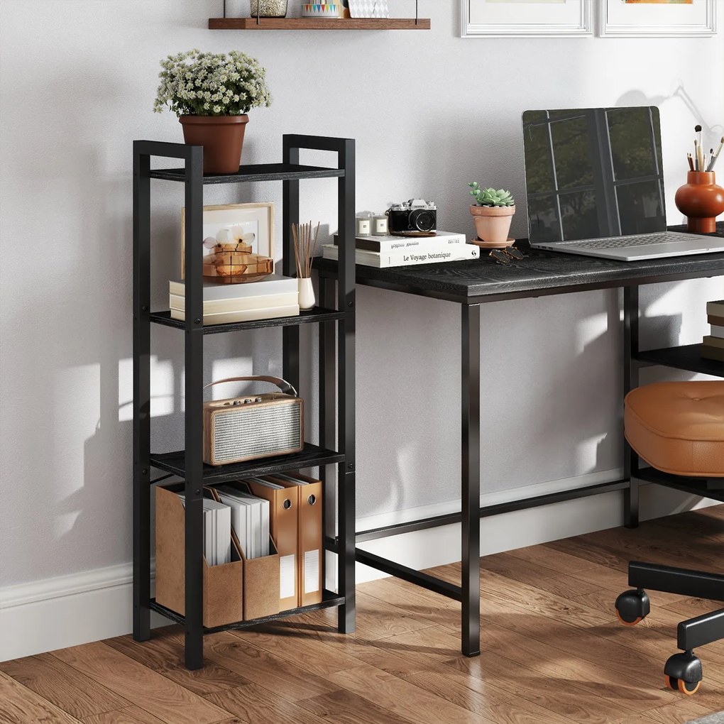 Estante de livros com Design compacto 24 x 40 x 107 cm preto