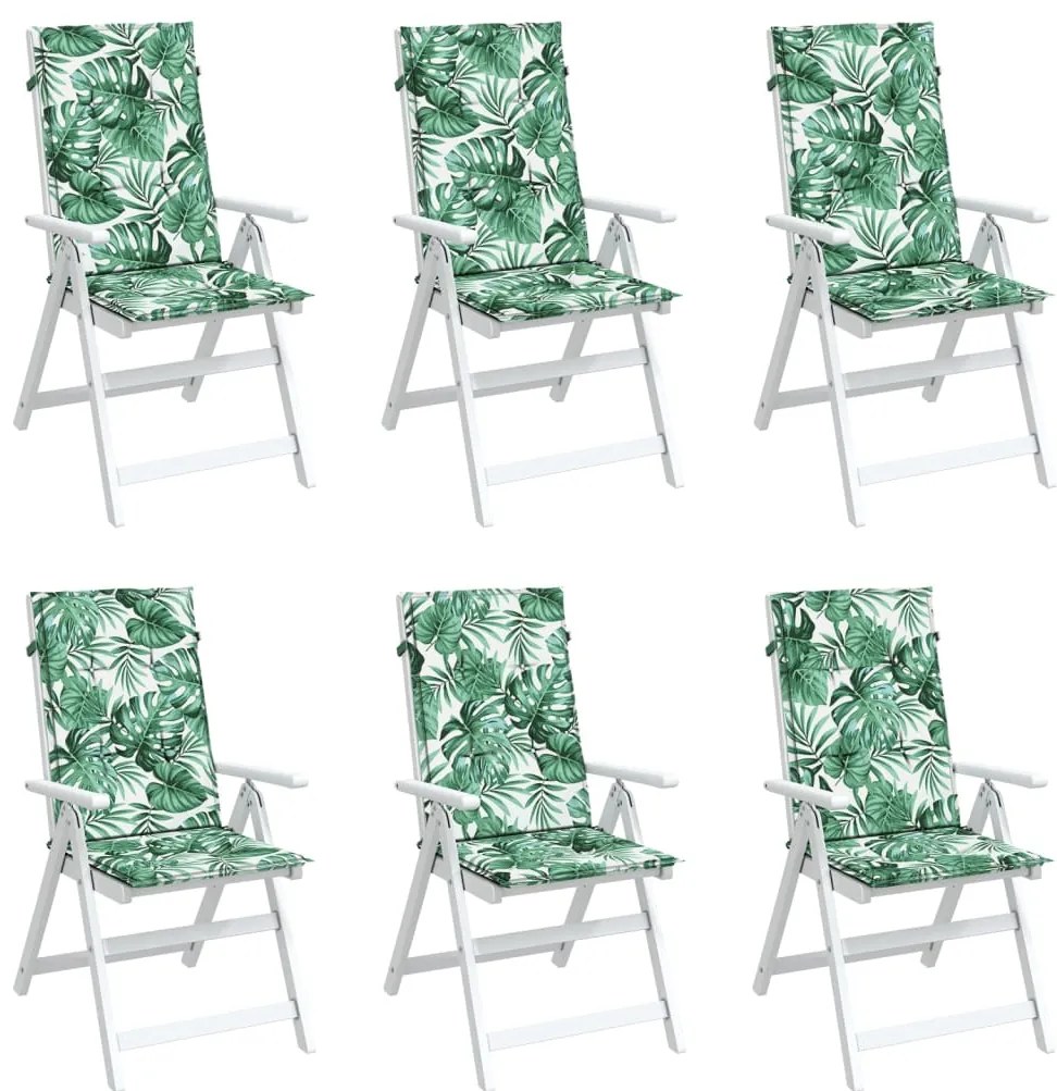 Almofadões cadeira de encosto alto 6 pcs tecido folhas