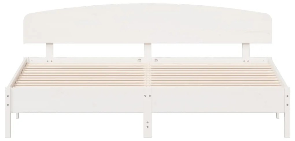 Cama sem colchão 200x200 cm madeira de pinho maciça branco