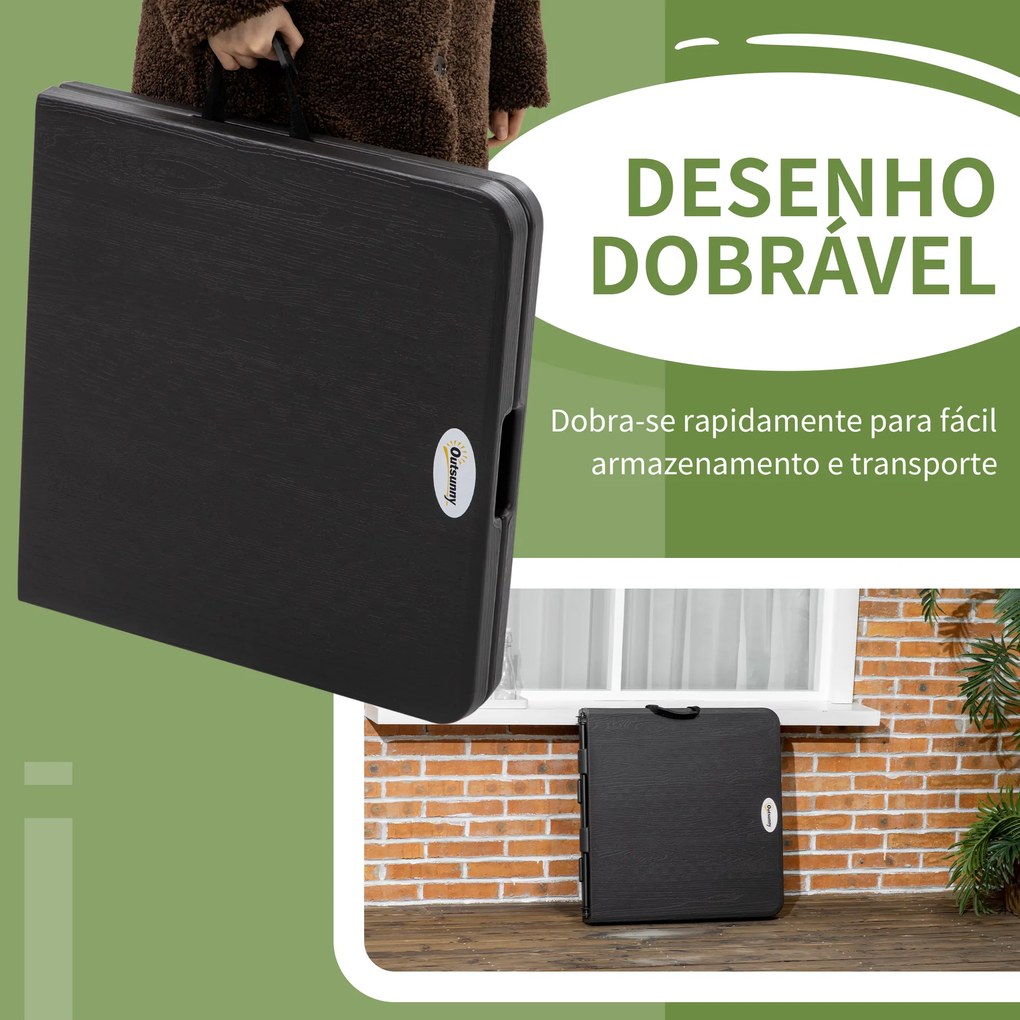 Outsunny Mesa de Jardim Dobrável Mesa de Exterior com Altura Ajustável para 4 Pessoas para Pátio Varanda Carga Máx. 60kg 118x60x56-74cm Cinza Escuro