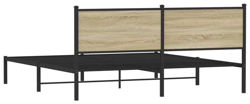 Estrutura de cama sem colchão 180x200cm metal carvalho sonoma