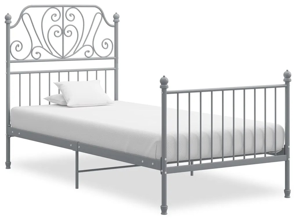vidaXL Estrutura de cama 100x200 cm metal cinzento