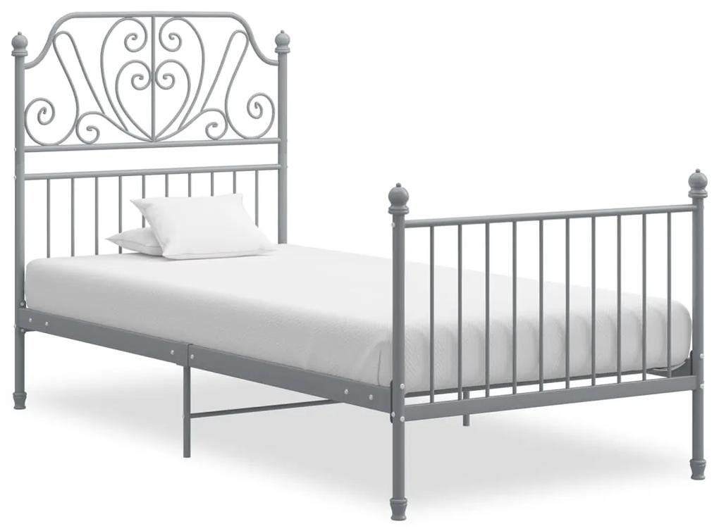 Estrutura de cama 100x200 cm metal e contraplacado cinzento